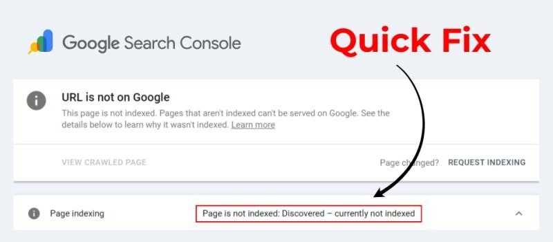 How to fix page not indexed by Google