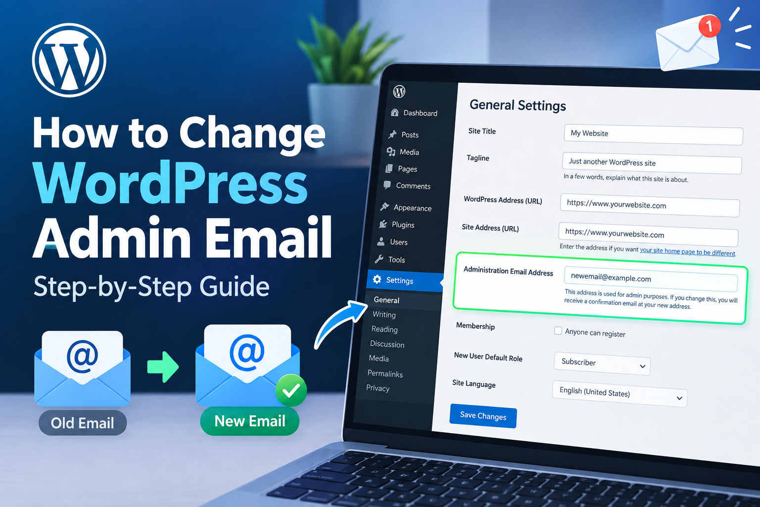 How to change WordPress admin email