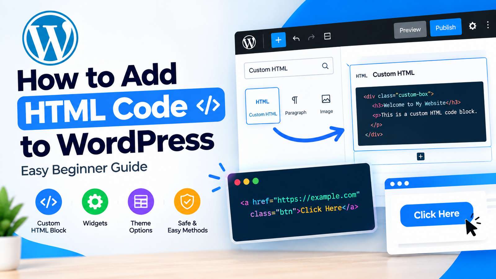 How to add HTML code to WordPress