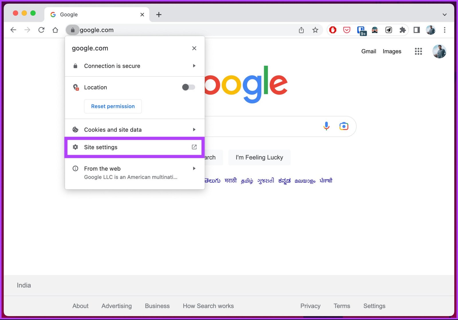 Google Chrome Clear browsing data window with cached images and files selected