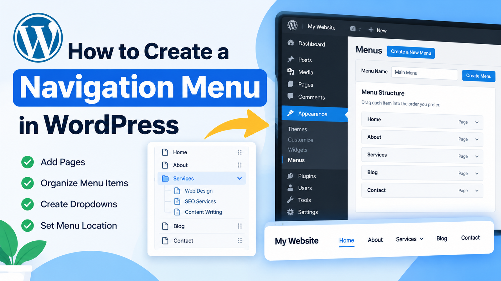 How to create a navigation menu in WordPress