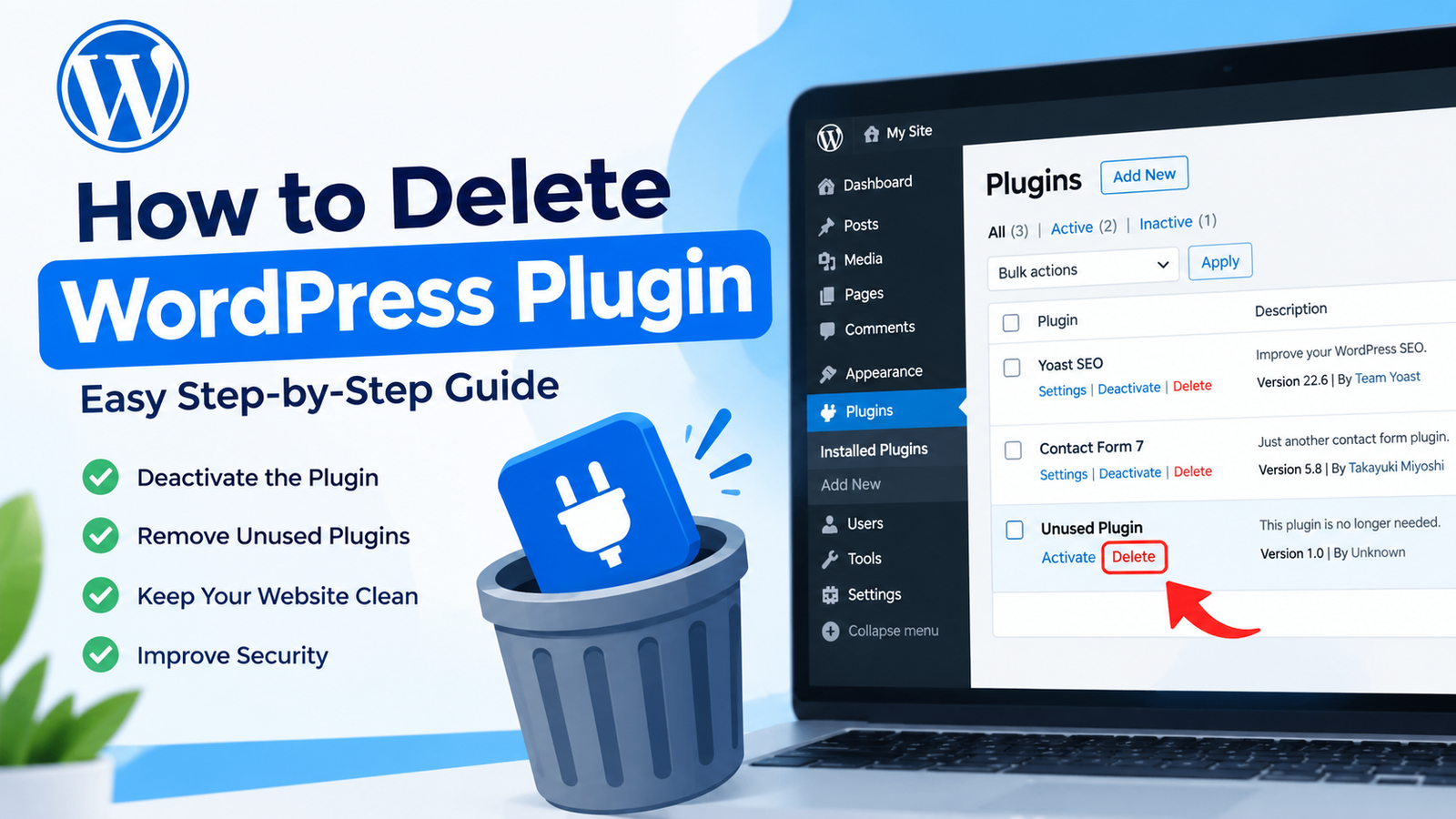 How to delete WordPress plugin from the admin dashboard